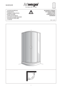 1/4-Round shower with 2 sliding doors and 2 fixed parts
