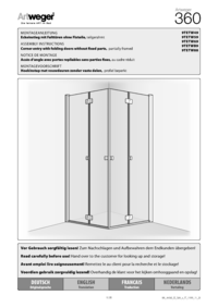 Accès d‘angle avec portes repliables sans parties fixes, au cadre réduit
