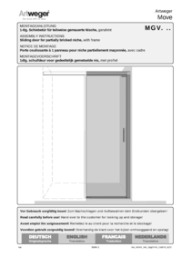 1-part sliding door for partly walled niche
