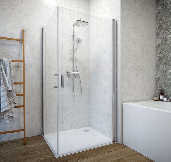 Swing doors corner installation
