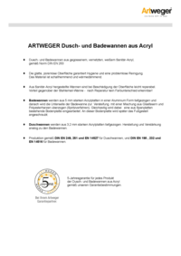 Acryl Dusch- und Badewannen Ausschreibungstext