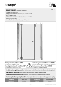 Swinging door in alcove with 2 fixed parts