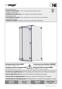 Swinging door with side screens 1 door, 1 fixed part and 2 side screens